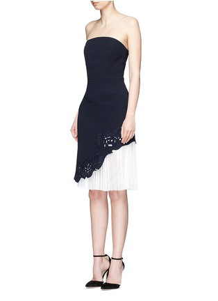 Front View - Click To Enlarge - COMME MOI - Lace underlay cutwork embroidery crepe strapless dress
