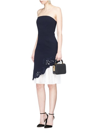Figure View - Click To Enlarge - COMME MOI - Lace underlay cutwork embroidery crepe strapless dress