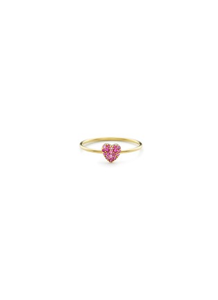Main View - Click To Enlarge - LOQUET LONDON - Sapphire 18k yellow gold heart charm ring