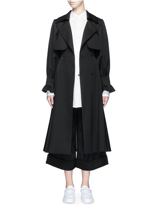Main View - Click To Enlarge - CHICTOPIA - Pintuck cuff belted wool twill trench coat