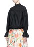 Front View - Click To Enlarge - CHICTOPIA - Ruffle hem V-back cotton poplin shirt