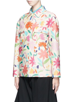 Front View - Click To Enlarge - CHICTOPIA - Floral print pocket wool-silk jacket