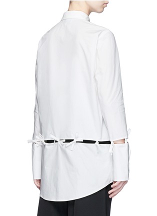 Back View - Click To Enlarge - CHICTOPIA - Ribbon tie cutout cotton poplin shirt