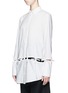 Front View - Click To Enlarge - CHICTOPIA - Ribbon tie cutout cotton poplin shirt