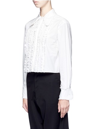 Front View - Click To Enlarge - CHICTOPIA - Ruffled front cotton poplin shirt