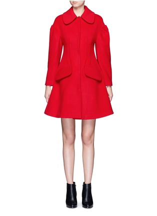 Main View - Click To Enlarge - CHICTOPIA - Puff sleeve tuck pleat wool melton coat