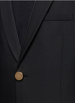 Detail View - Click To Enlarge - GIVENCHY - Velvet trim wool canvas military coat