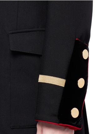 Detail View - Click To Enlarge - GIVENCHY - Velvet trim wool canvas military coat