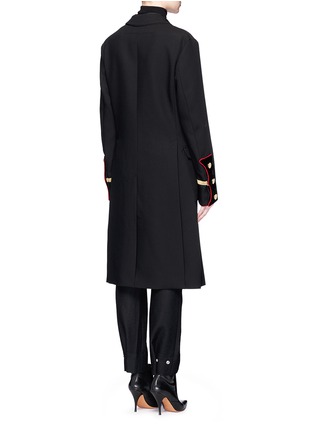 Back View - Click To Enlarge - GIVENCHY - Velvet trim wool canvas military coat