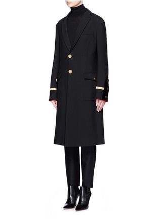 Front View - Click To Enlarge - GIVENCHY - Velvet trim wool canvas military coat