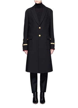 Main View - Click To Enlarge - GIVENCHY - Velvet trim wool canvas military coat