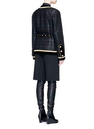 Back View - Click To Enlarge - GIVENCHY - Velvet trim six-band sleeve embroidered tweed jacket