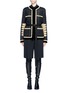 Main View - Click To Enlarge - GIVENCHY - Velvet trim six-band sleeve embroidered tweed jacket