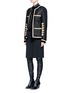Figure View - Click To Enlarge - GIVENCHY - Velvet trim six-band sleeve embroidered tweed jacket
