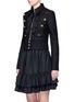 Front View - Click To Enlarge - GIVENCHY - Decorative button ribbon trim felted military jacket