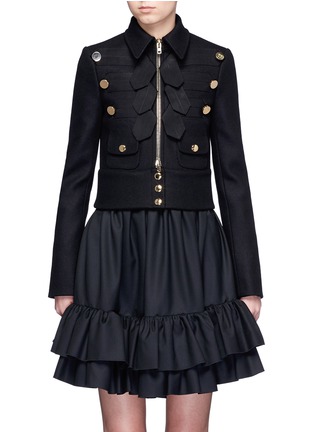 Main View - Click To Enlarge - GIVENCHY - Decorative button ribbon trim felted military jacket