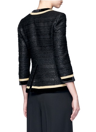 Back View - Click To Enlarge - GIVENCHY - Embroidered tweed velvet trim military jacket
