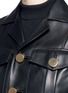 Detail View - Click To Enlarge - GIVENCHY - Embroidered velvet cuff leather military jacket