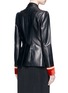Back View - Click To Enlarge - GIVENCHY - Embroidered velvet cuff leather military jacket