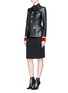 Figure View - Click To Enlarge - GIVENCHY - Embroidered velvet cuff leather military jacket
