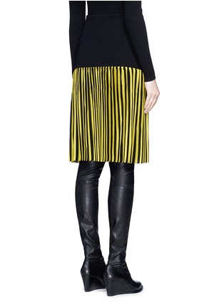 Back View - Click To Enlarge - GIVENCHY - Pleated stripe wool blend skirt