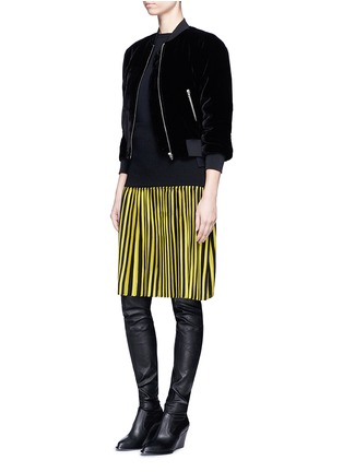Figure View - Click To Enlarge - GIVENCHY - Pleated stripe wool blend skirt