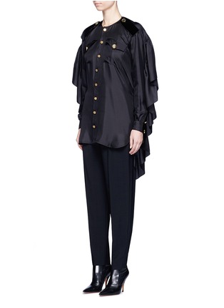 Front View - Click To Enlarge - GIVENCHY - Ruffle open back satin blouse