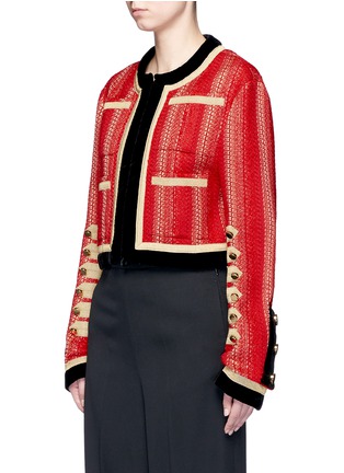 Front View - Click To Enlarge - GIVENCHY - Decorative button velvet trim military embroidery jacket
