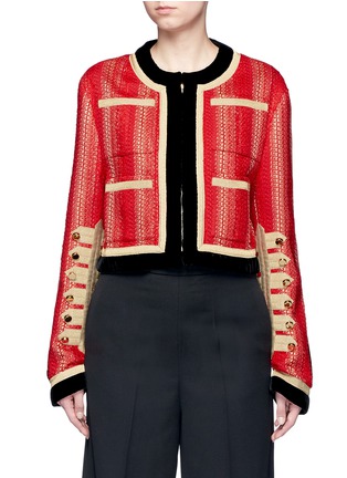 Main View - Click To Enlarge - GIVENCHY - Decorative button velvet trim military embroidery jacket