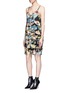 Figure View - Click To Enlarge - GIVENCHY - Crazy Cleopatra print fan appliqué silk dress