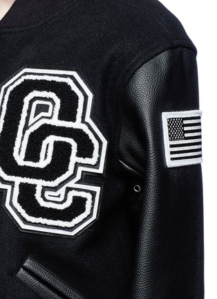 Detail View - Click To Enlarge - OPENING CEREMONY - 'OC' leather sleeve logo patch varsity jacket