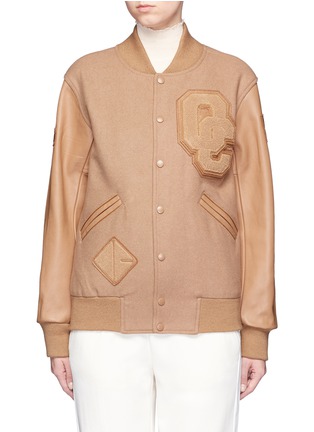 Main View - Click To Enlarge - OPENING CEREMONY - 'OC' leather sleeve varsity jacket