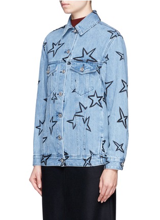 Front View - Click To Enlarge - ÊTRE CÉCILE - Oversized star embroidered denim jacket