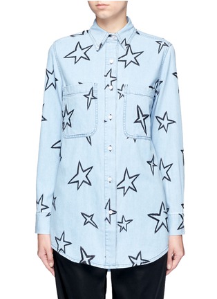 Main View - Click To Enlarge - ÊTRE CÉCILE - Oversized star embroidered denim shirt