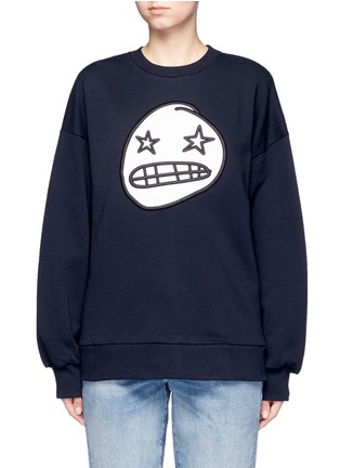Main View - Click To Enlarge - ÊTRE CÉCILE - 'Starry Eye' oversized felted badge cotton sweatshirt