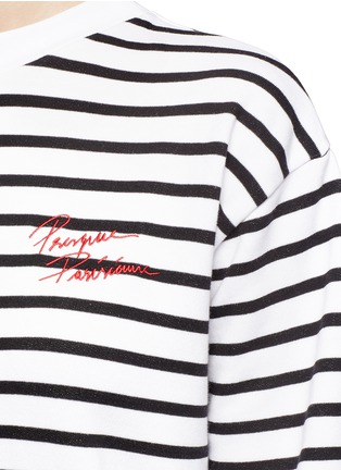 Detail View - Click To Enlarge - ÊTRE CÉCILE - Slogan embroidery breton stripe cotton sweatshirt