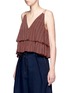 Front View - Click To Enlarge - APIECE APART - 'Sandro' stripe silk tiered ruffle top