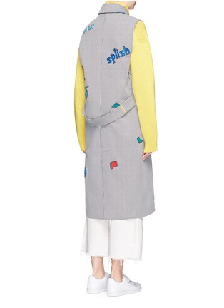 Back View - Click To Enlarge - MIRA MIKATI - 'Splish Splash' embroidered sleeveless trench coat