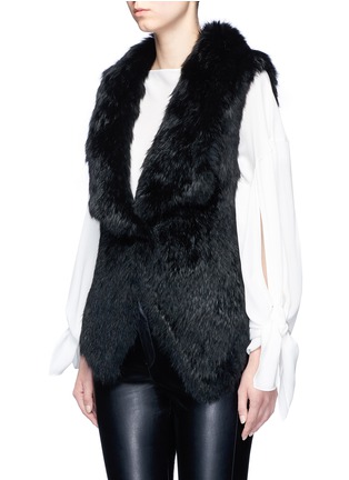 Front View - Click To Enlarge - YVES SALOMON - Waterfall front rabbit fur gilet