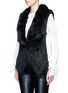 Front View - Click To Enlarge - YVES SALOMON - Waterfall front rabbit fur gilet