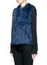 Front View - Click To Enlarge - YVES SALOMON - Hooded rabbit fur long gilet