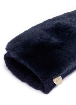 Detail View - Click To Enlarge - YVES SALOMON - Rabbit fur panel wool-cashmere knit fingerless gloves