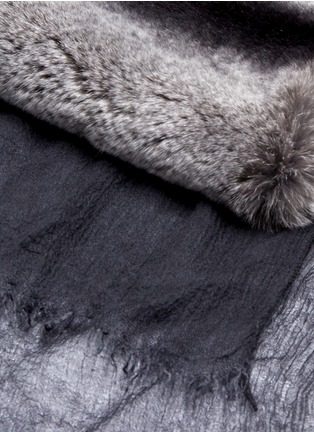 Detail View - Click To Enlarge - CUTULI CULT - Stripe rabbit fur panel modal-cashmere scarf