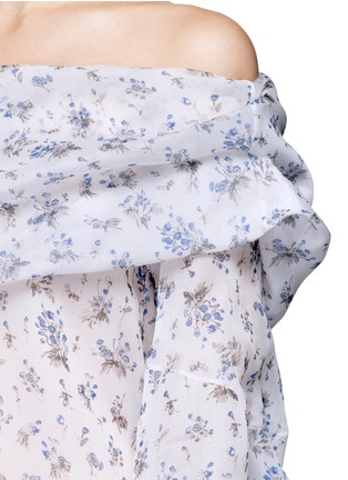 Detail View - Click To Enlarge - 72722 - Floral print silk organza off-shoulder top