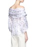 Back View - Click To Enlarge - 72722 - Floral print silk organza off-shoulder top