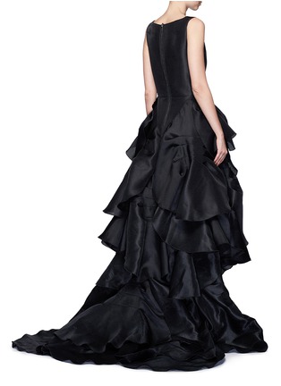 Back View - Click To Enlarge - MATICEVSKI - 'Vanquished' ruffle tulle skirt mesh effect gown
