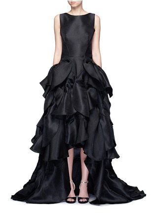 Main View - Click To Enlarge - MATICEVSKI - 'Vanquished' ruffle tulle skirt mesh effect gown