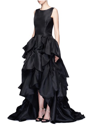 Figure View - Click To Enlarge - MATICEVSKI - 'Vanquished' ruffle tulle skirt mesh effect gown