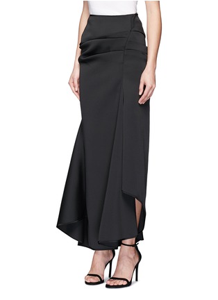 Front View - Click To Enlarge - MATICEVSKI - 'Succession' textured asymmetric maxi skirt