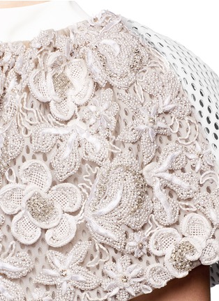 Detail View - Click To Enlarge - MATICEVSKI - 'Majestic' beaded embroidered floral bonded mesh cape